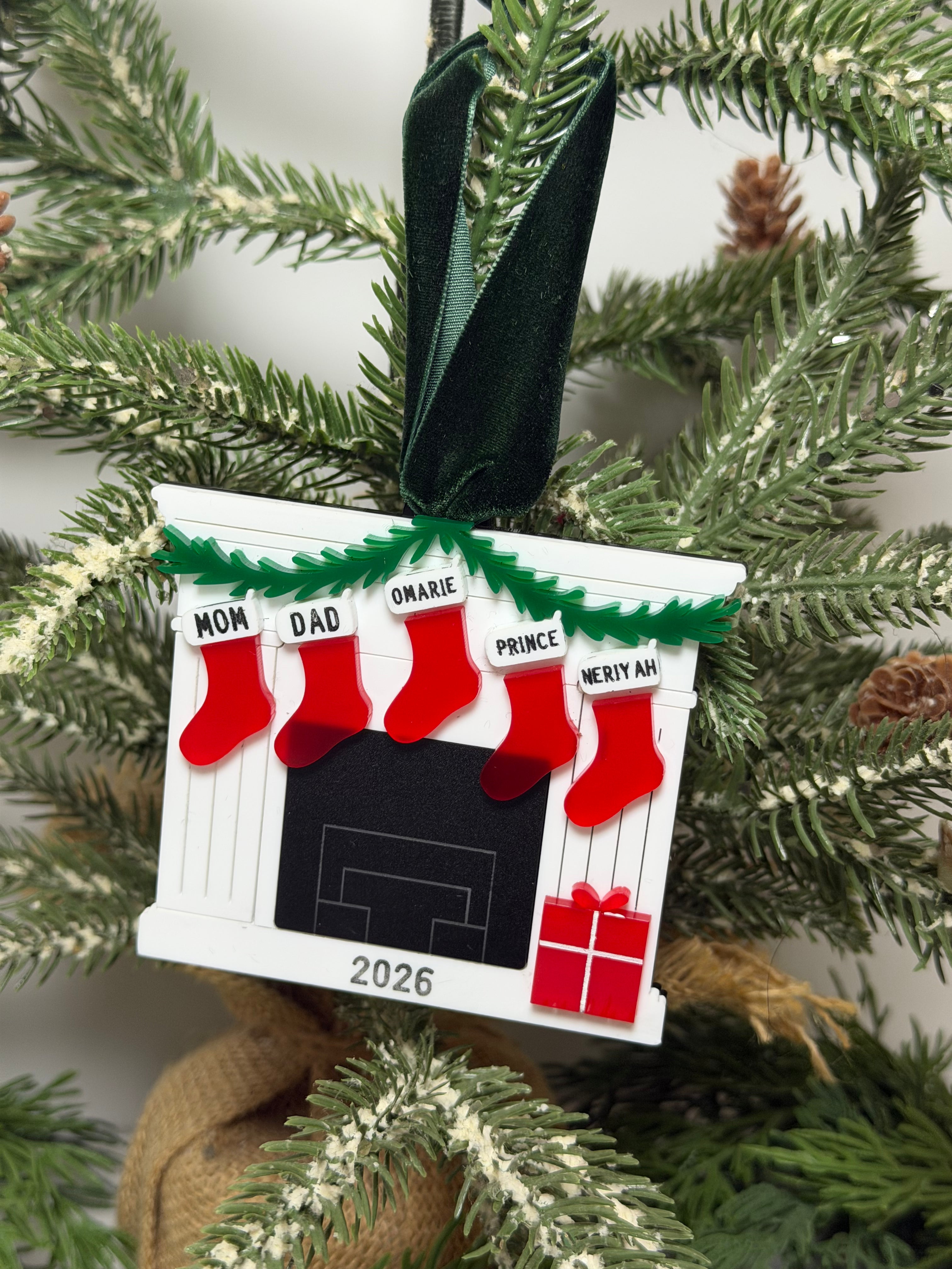 Personalized Family Fireplace Ornament