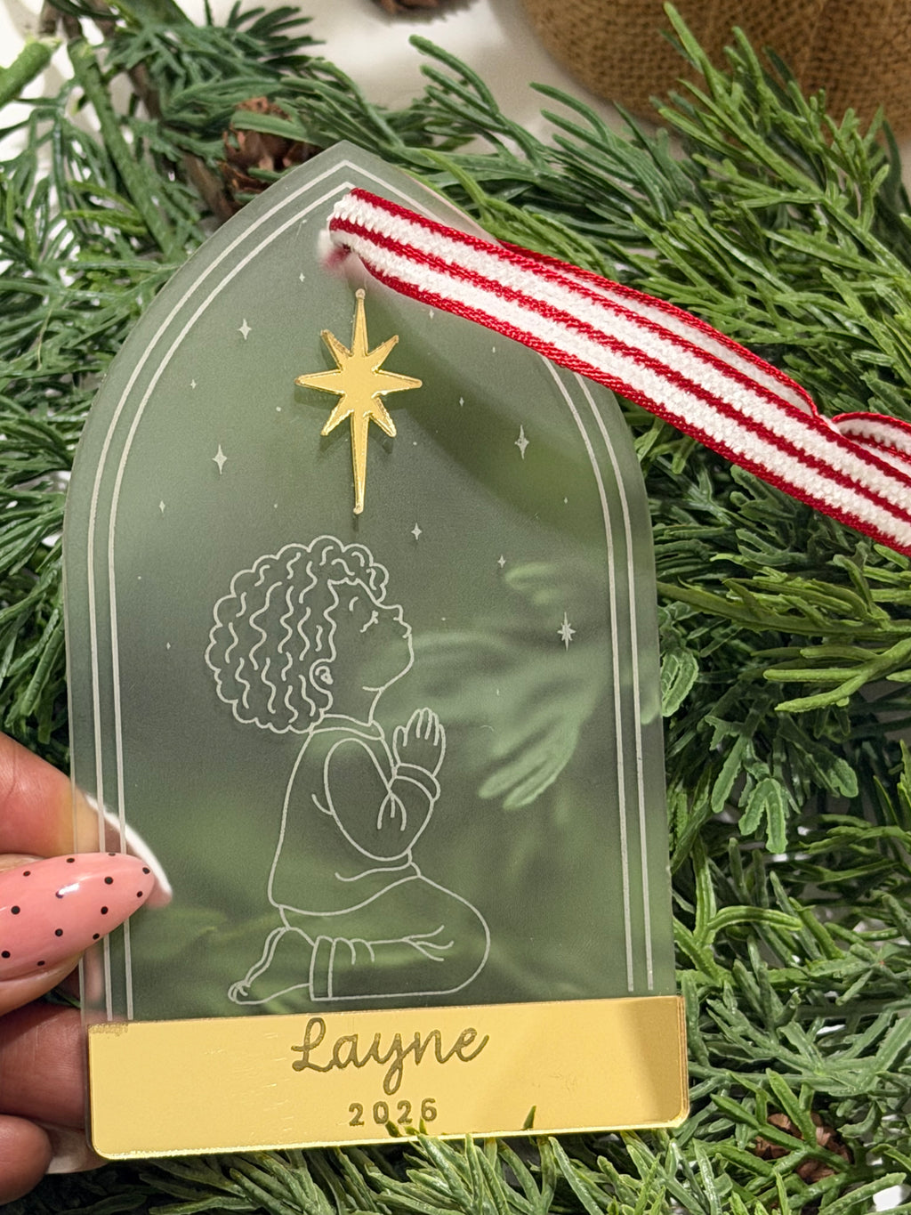 Personalized Praying Child Christmas Ornament